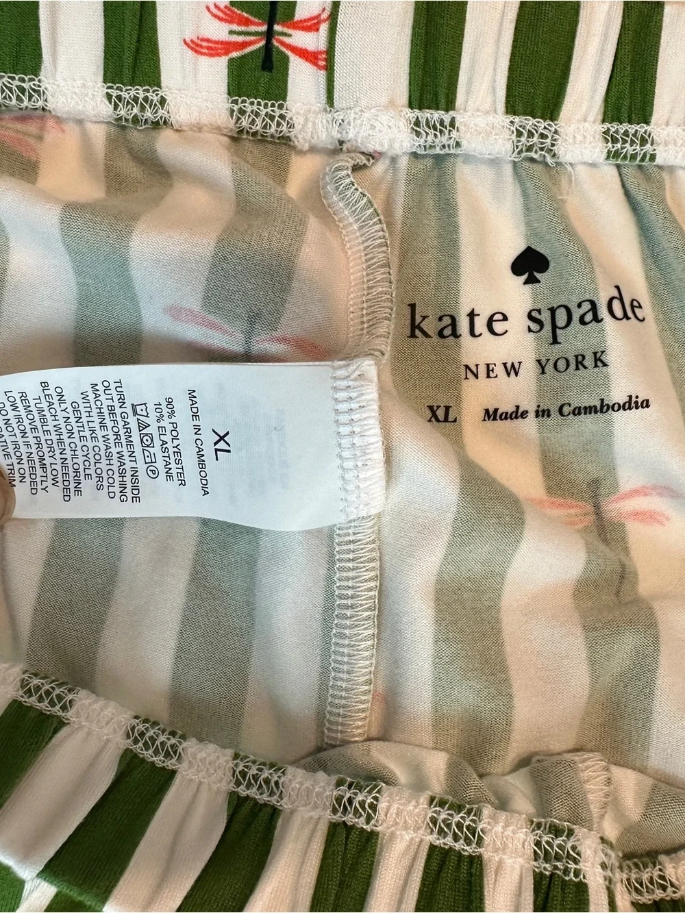 kate spade Green and White Striped Pajama Set Sz XL